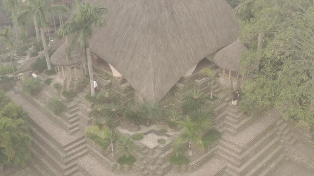 Traditional India eco-building school. Mayapur, India. 4k aerial ungraded