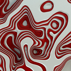Red abstract relief line background. 3d illustration, 3d rendering.