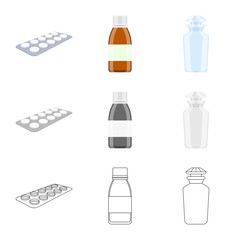 Isolated object of retail and healthcare logo. Set of retail and wellness stock vector illustration.