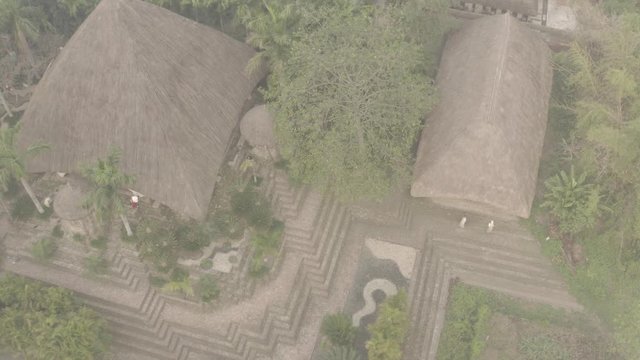 Traditional India eco-building school. Mayapur, India. 4k aerial ungraded