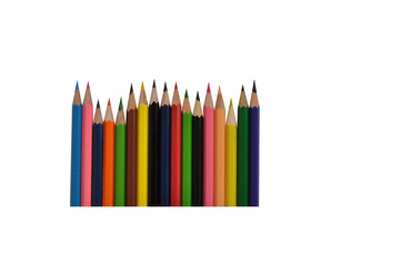 colored pencils on a white background. space for text