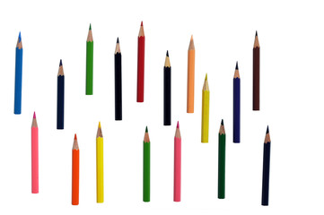 colored pencils on a white background. space for text