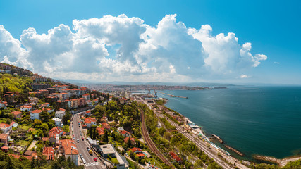 Fototapeta premium Panoramic view of the beautiful city of Trieste in Italy