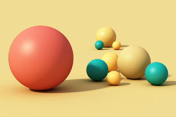 Colorful sphere ball on Yellow background. 3d render