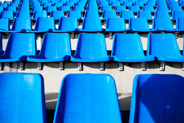 Rows of Blue Plastic Stadium Seats
