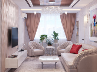 3d render of a living room in a modern style