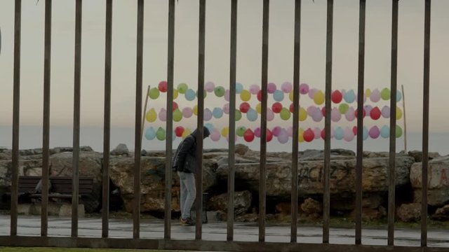 ''?stanbul, Turkey 05.05.2019: balloon on the beach slow motion 120 fps''