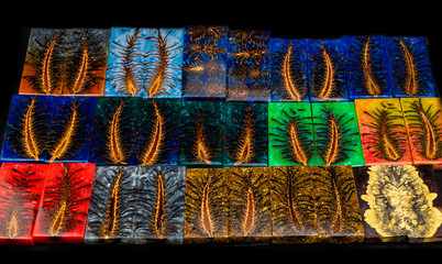 Pine cone casting epoxy resin stabilizing  for blanks on art black background