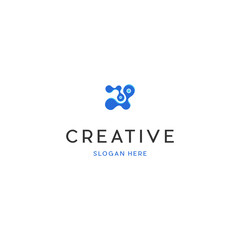 Cell Biology Creative Modern Logo Design Template, Biotech Logo Design Inspiration - Vector, vector logo bio DNA with simple and unique shapes with blue colors.