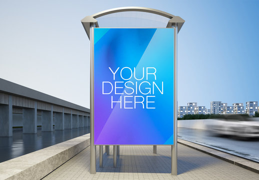 Lit Display on Freeway Bus Cover Mockup