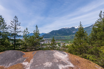 View at Mountain Trail in British Columbia, Canada. Mountains Background.