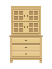 Wooden cupboard on white background
