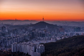 twilight sky at seoul city south korea