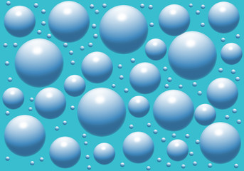 Hellblauen Kugeln in Form von Luftblasen.