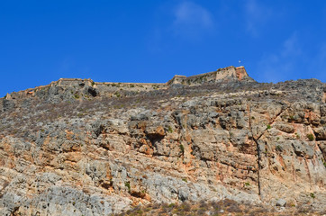 Old Venetian fortress on the Gramvousa island in the greece Mediterranean Sea.