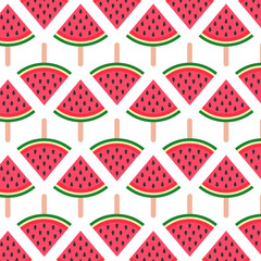 Seamless background with watermelon. Watermelon on a stick. Vector illustration. bright pattern. Summer time