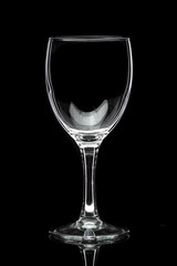 Wine glass with red wine or empty on black background