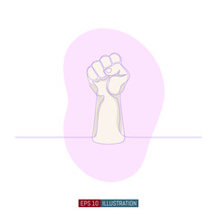 Continuous line drawing of isolated fist hand. Revolution, protest, freedom, fight or power symbol. Template for your design works. Vector illustration.