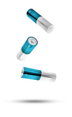 isolated 3d views of falling battery.