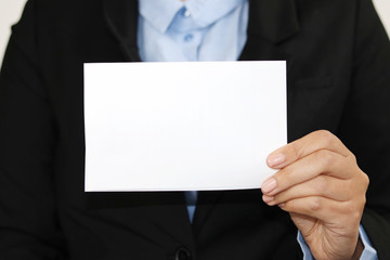 empty paper holding by a businesswoman