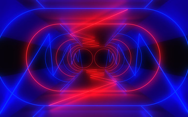 3d neon tunnel abstract background . 3d illustration