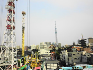 花やしきから見た浅草の風景