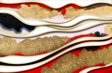 Marble abstract acrylic background. Nature marbling pink and gold artwork texture.