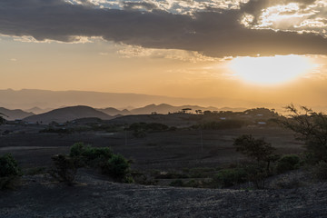 sunset in the highlands of Lalibela, Ethiopia