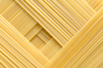 Geometric pattern of pasta Bavette made from durum wheat.