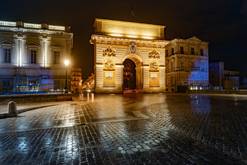 Porte du Peyrou - triumphal arch in Montpellier. Montpellier, Occitanie, France