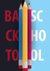 Back to School banner with colour pencils. Vector illustration.