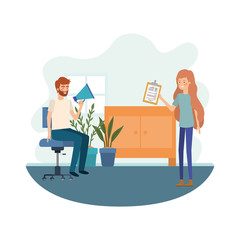 couple in the work office avatar character