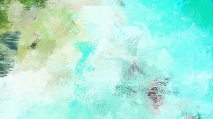 Fototapeta na wymiar pale turquoise, light sea green and aqua marine color brushed stroke background. vintage texture can be used for wallpaper, cards, poster or creative fasion design elements