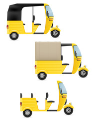 motor rickshaw tuk-tuk indian taxi transport vector illustration