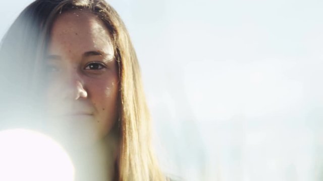 close up of young girls face