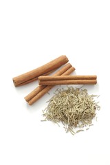 Cinnamon, rosemary needles