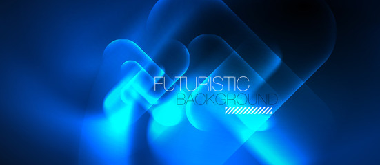 Blue neon round shapes techno background