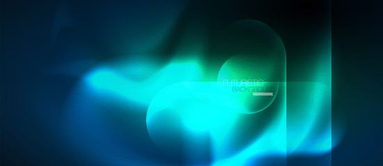 Blue neon round shapes techno background