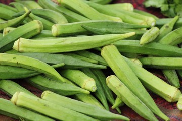 Fresh okra for cooking at street food
