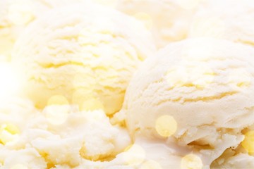 Ice cream vanilla dessert scoops delicious close-up isolated