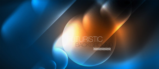 Blue neon round shapes techno background
