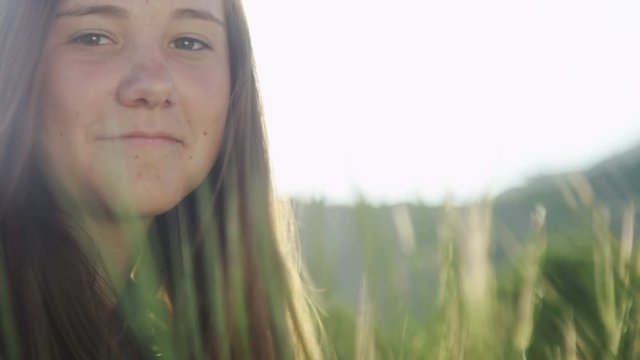 close up of young girls face