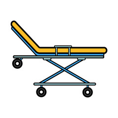 Medical resuscitation ambulance wheelchair for transportation of patients, bed with wheels in the hospital, simple icon on a white background. Vector illustration