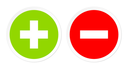 Fototapeta premium Buttons Plus & Minus Grün/Rot