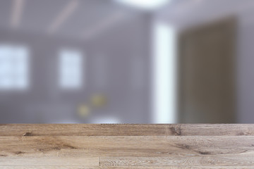 View of the sink, toilet and bidet in a large modern bathroom with brown doors.. 3D rendering. wooden table