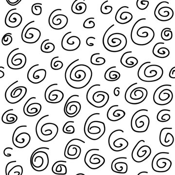 Abstract seamless pattern with different squiggles on white background. Chaotic pattern. Vector illustration