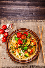 Ramen - soup with noodles and vegetables 