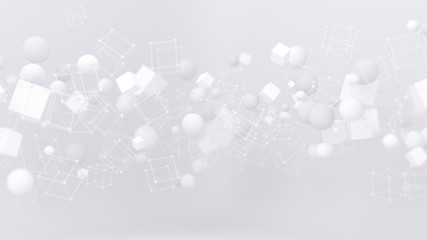 Bright white background with balloons. 3d illustration, 3d rendering.