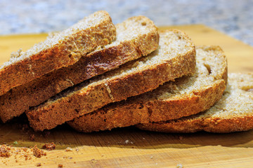 The loaf of freshly made spelled bread ready to eat