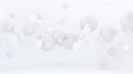 Bright white background with balloons. 3d illustration, 3d rendering.